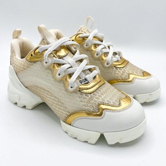 Christian Dior Mesh D-Connect Sneakers 37.5 Gold - Picture 5 of 11